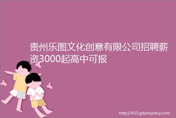 贵州乐图文化创意有限公司招聘薪资3000起高中可报